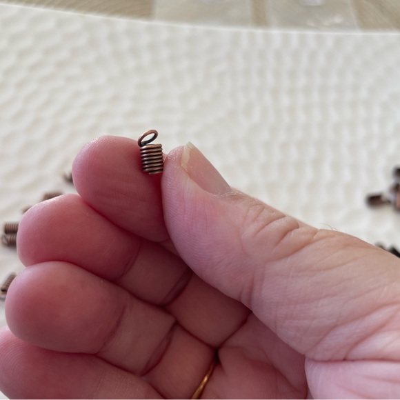 35 Metal Coil Cord Ends, Findings, in Antique Copper Tone, Jewelry Craft Making - Picture 3 of 4